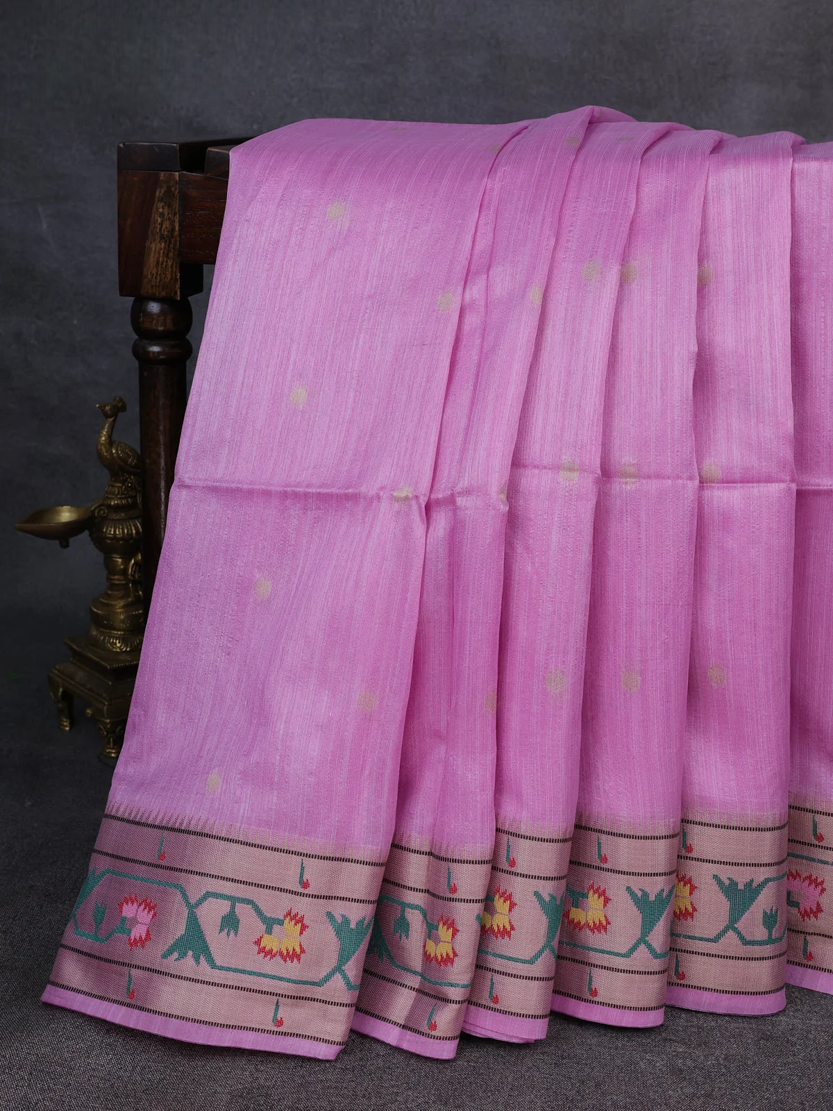 Semi Paithani Zari Woven Buttas Saree - Light Pink